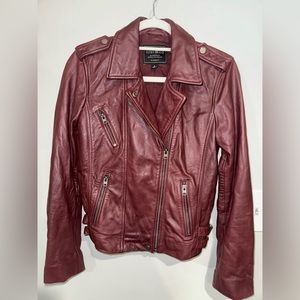 Lucky Brand Burgundy 100% Lamb Leather Jacket
